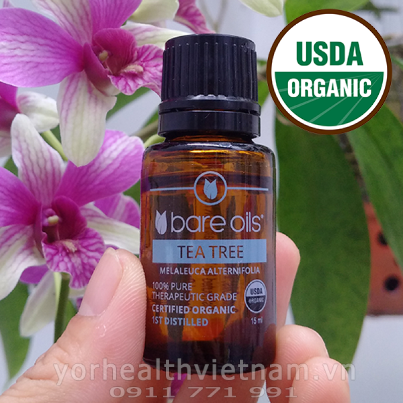 Tinh dầu tràm trà - Tea Tree Essential Oil (Tinh dầu hữu cơ Bare Oils - USDA Organic) 15ml cao cấp