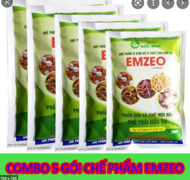 5 Gói Men Vi Sinh Emzeo Khử Mùi Hôi Phân Cá, Ủ Đậu Tương, Rác Thải (mỗi gói 200gram)