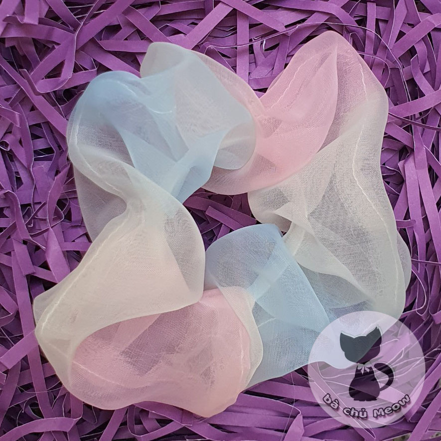 Scrunchies Cầu Vồng - Đồ Cột Tóc 2 Lớp - Dây Cột Tóc Voan