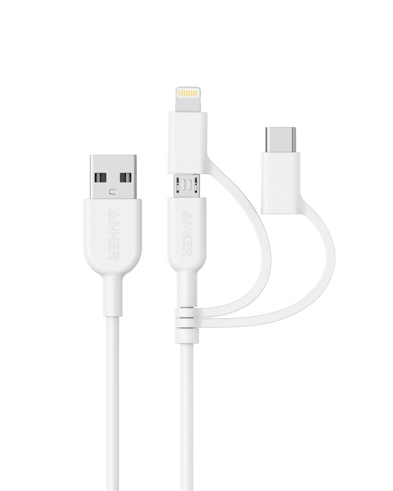 Cáp 3 in 1 ANKER Powerline II 0.9M - A8436 (Lightning - Type C - Micro USB)