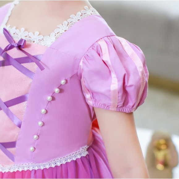 Đầm Công Chúa Tóc Mây Rapunzel Cao Cấp Tay Ngắn