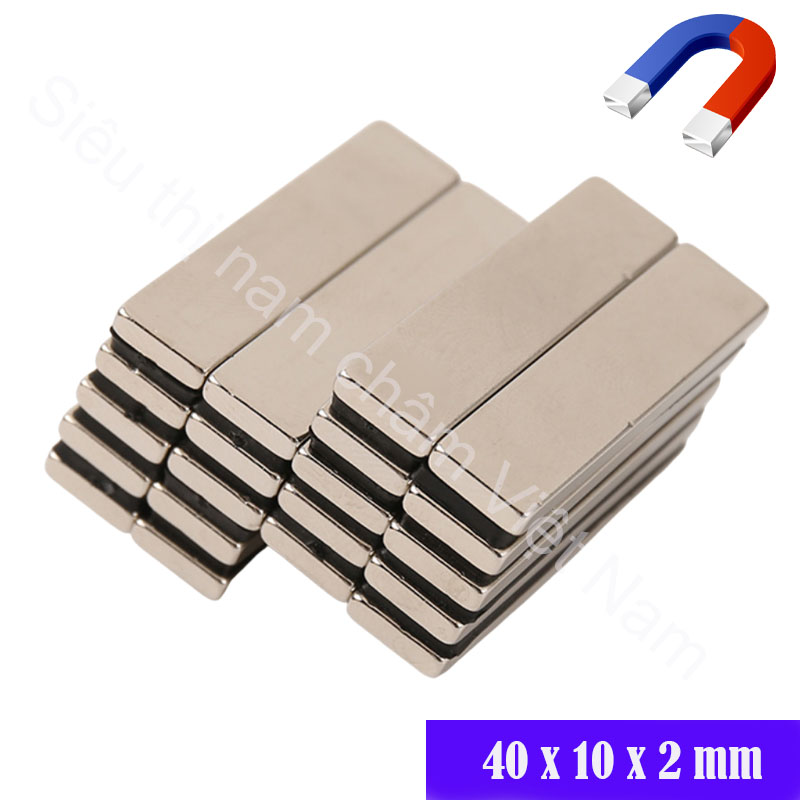 Nam châm màu trắng kích 40x10x2mm (set 10v), nam châm hình chữ nhật hút siêu mạnh siêu hit