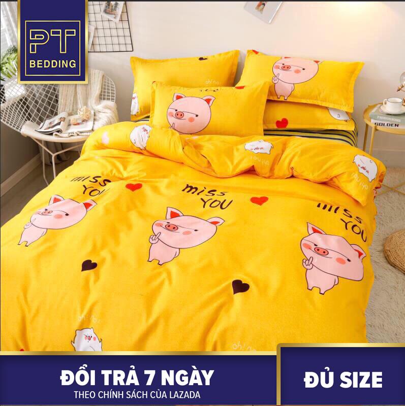 Bộ chăn ga gối vàng heo cưng