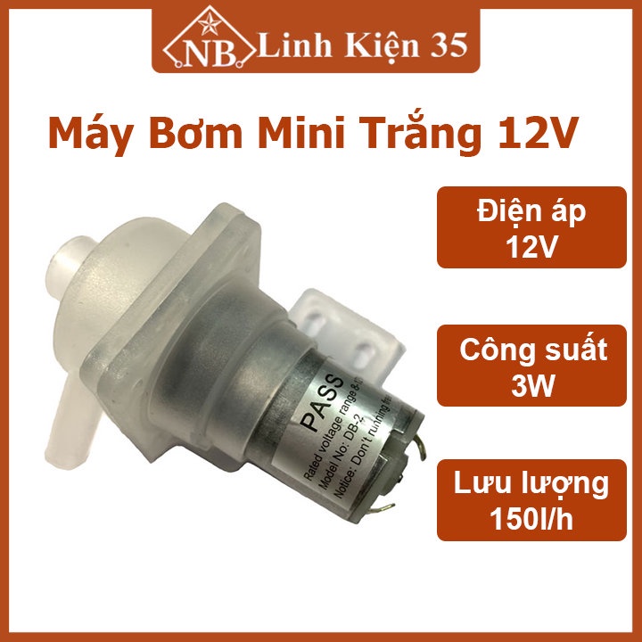 Máy bơm mini trắng 12V công suất 3W , hoạt động tốt, ổn định