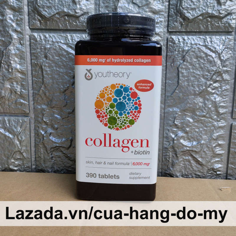 Viên Uống Collagen Youtheory collagen + biotin Advanced Formula 390 Viên -   Youtheory collagen plus  biotin Sản phẩm được rất nhiều người tin tưởng sử dụng