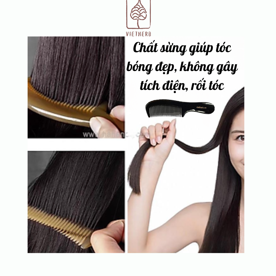 (Vietherb) Lược Sừng Dài Giúp tóc bóng đẹp, lưu thông khí huyết da đầu, massage, đánh cảm, cạo gió Koshka Home