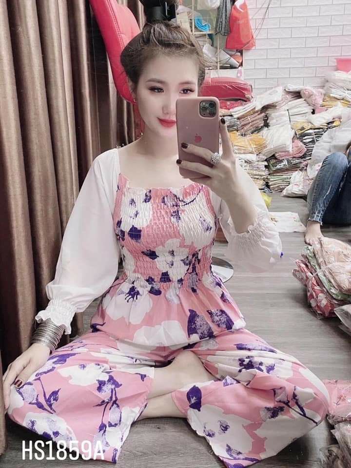 Set bộ thổ cẩm mango phối voan