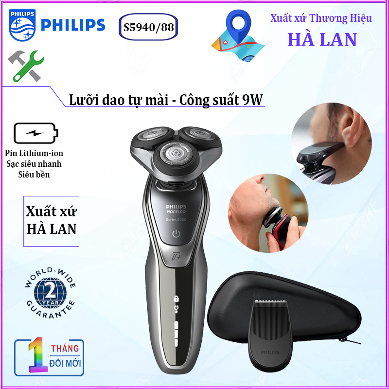[BH 2 NĂM] Máy cạo râu khô và ướt cao cấp Philips Norelco S5940/88 - XUẤT XỨ HÀ LAN