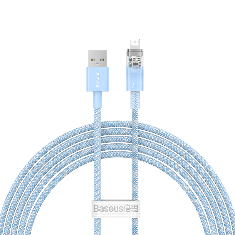 Cáp Sạc Baseus Explorer 2.4A USB to Ln | Chống Nóng An Toàn, Thiết Kế Trong Suốt