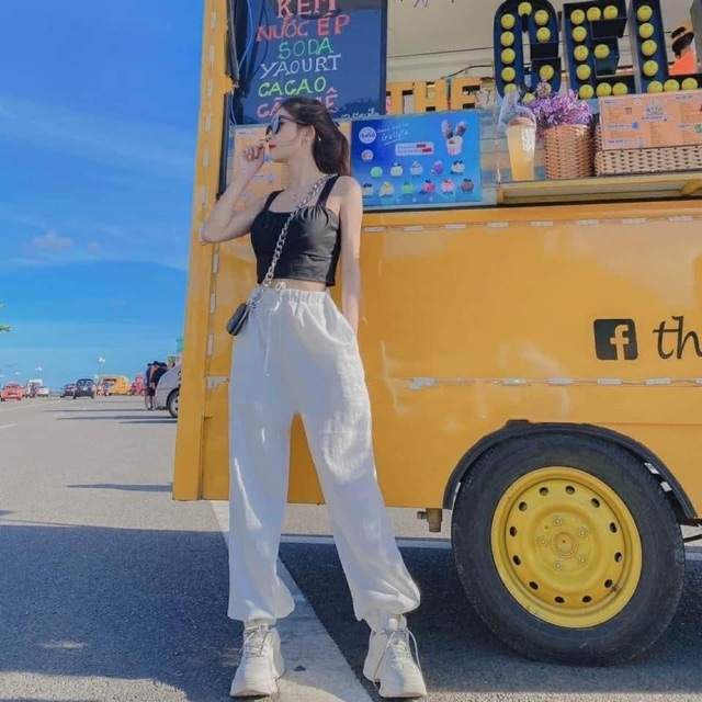 Quần Jogger Nữ Bo Gấu Chất Đũi Cá Tính