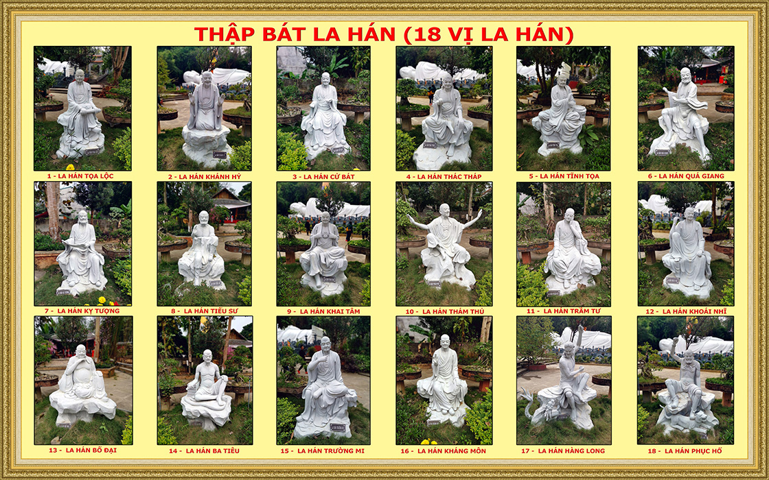 Tranh dán tường 18 vị La Hán nhiều kích thước 18LaHan