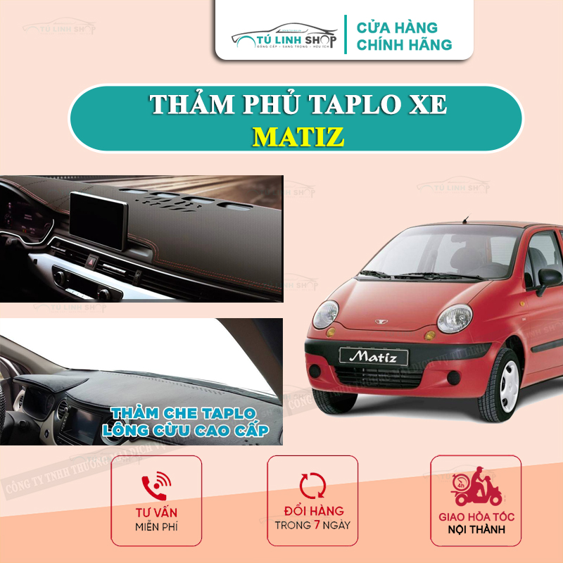 Thảm taplo Daewoo Matiz chính hãng MINCAR hoặc bằng lông Cừu 3 lớp và Da Cacbon