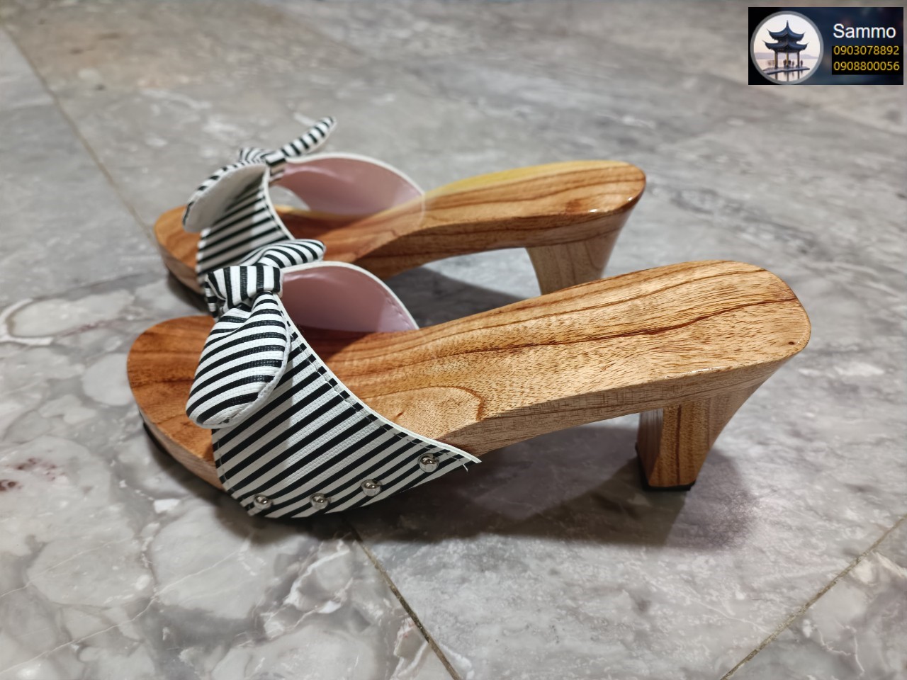 Guốc Gỗ Đế Vuông Cao 7 phân