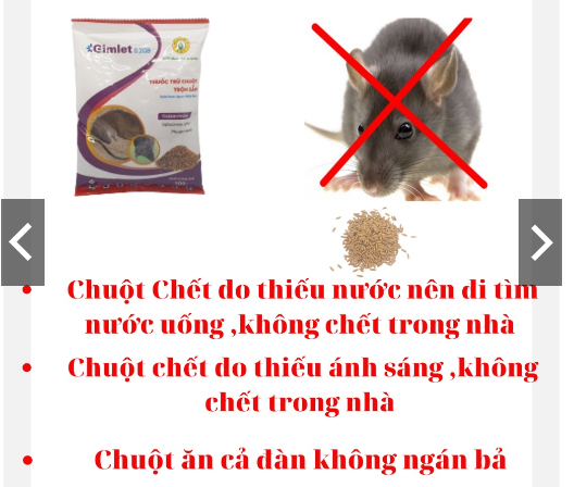 Thuốc Chuột Sinh Học Thế hệ Mới Trộn Sẵn Gimlet 0.2GB. mồi diệt chuột- bã diệt chuột hiệu quả nhanh , không cần trộn Gimlet 100g/ gói