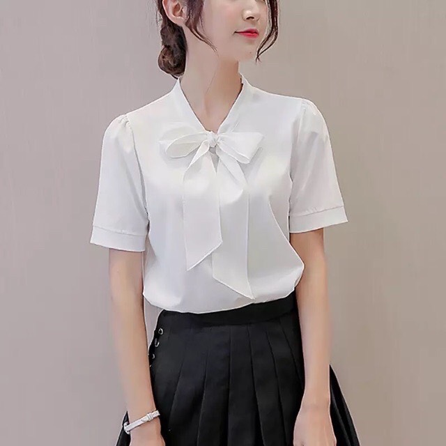 [HCM]Áo Kiểu Nữ Phối Nơ Xinh Đẹp