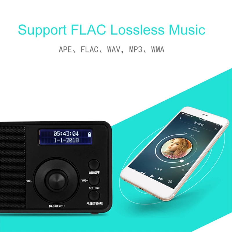 Portable DAB + Digital Radio Wireless Bluetooth Stereo Speaker LCD Display Outdoor Headset Support Alarm Clock FM AUX