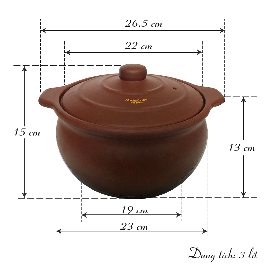 Nồi kho cá điện 3.3 lít NodaCook đất nung