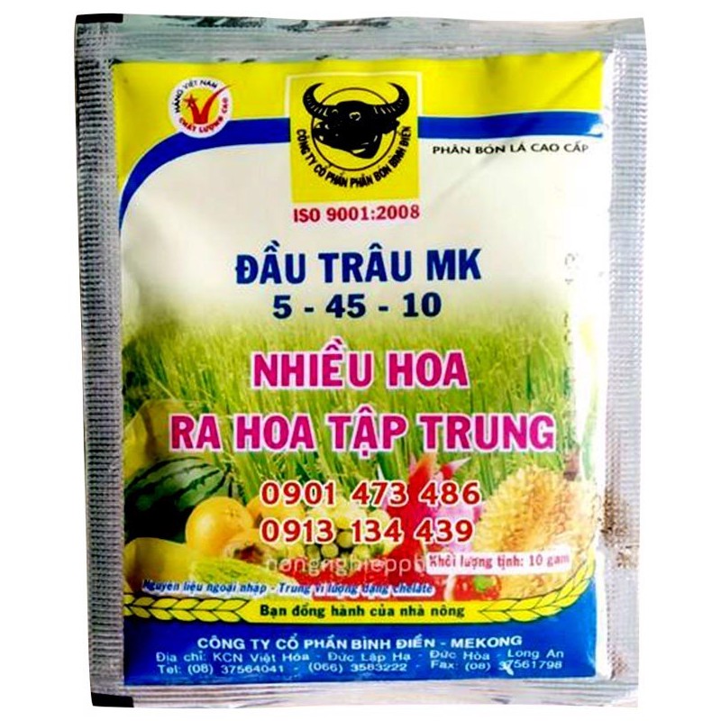 Phân bón đầu trâu MK NPK 5-45-10 kích thích ra hoa cao cấp