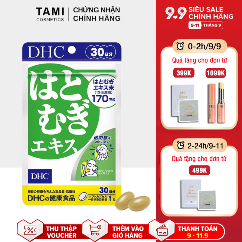 Viên uống trắng da DHC Nhật Bản thực phẩm chức năng giúp da mềm mịn, giảm thâm, tăng cường đề kháng da có vitamin E gói 30 ngày TA-DHC-ADL30