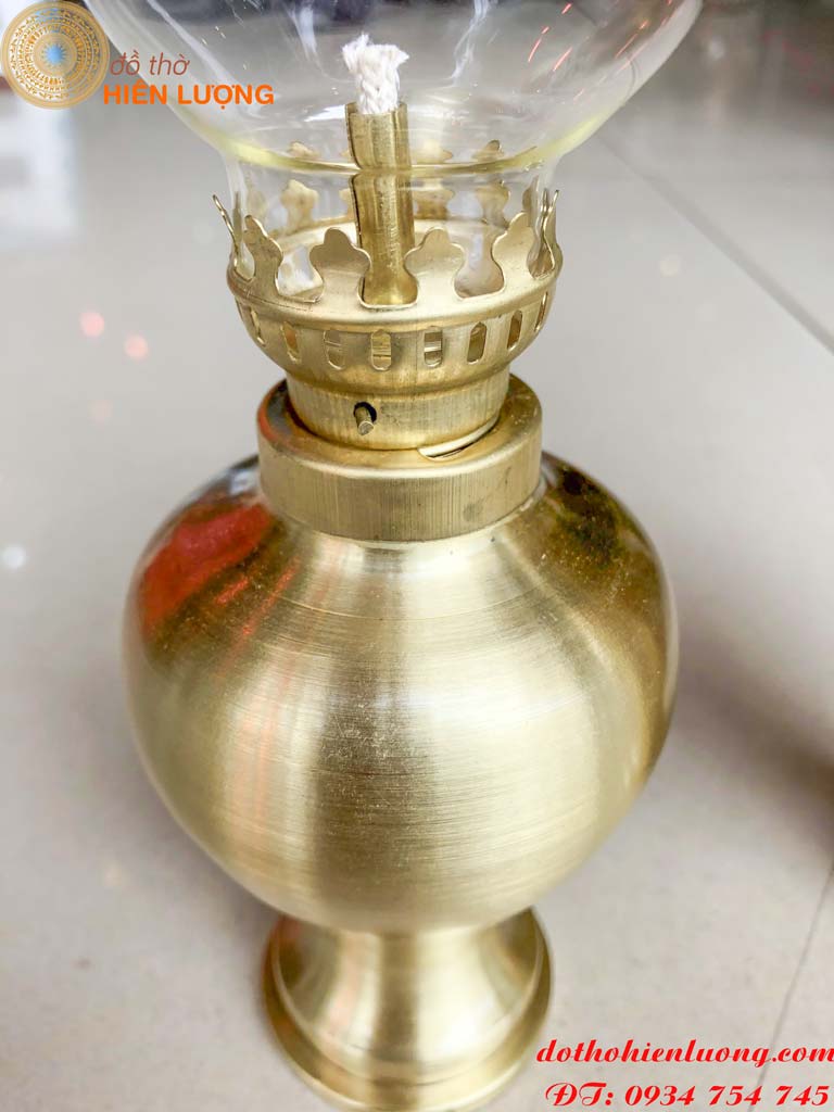Đèn Dầu Bằng Đồng Cát Tút Cao 20cm Và 30cm (Cả Bóng) Thờ Cúng Gia Tiên