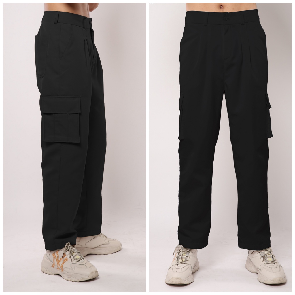 Quần kaki túi hộp cargo pants nam nữ chất đẹp, form dáng rộng màu be đen trắng rêu basic, có túi hộp giran