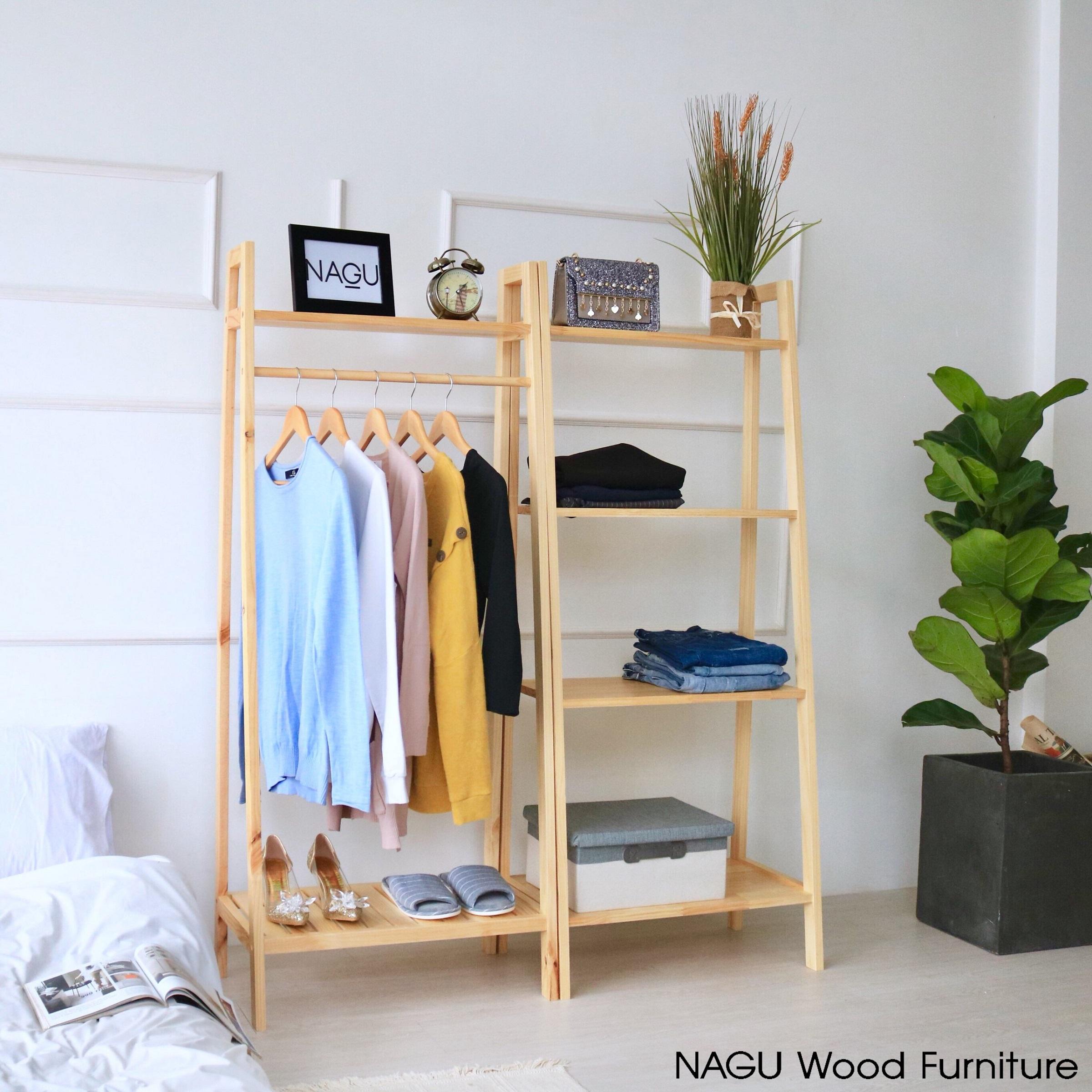 NAGU Combo Kệ Gỗ Treo Đồ Hình Thang ( Ladder Shelf)