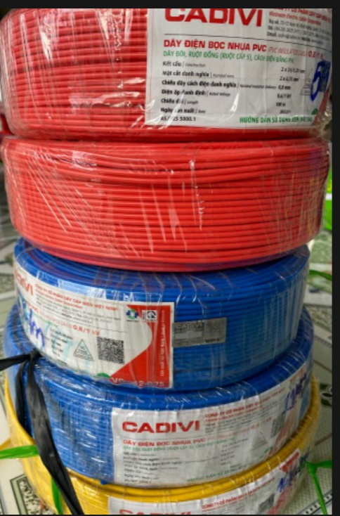 DÂY ĐIỆN ĐÔI 2X0.75 (  ĐÔI 24 ) CADIVI CUỘN 100 MÉT