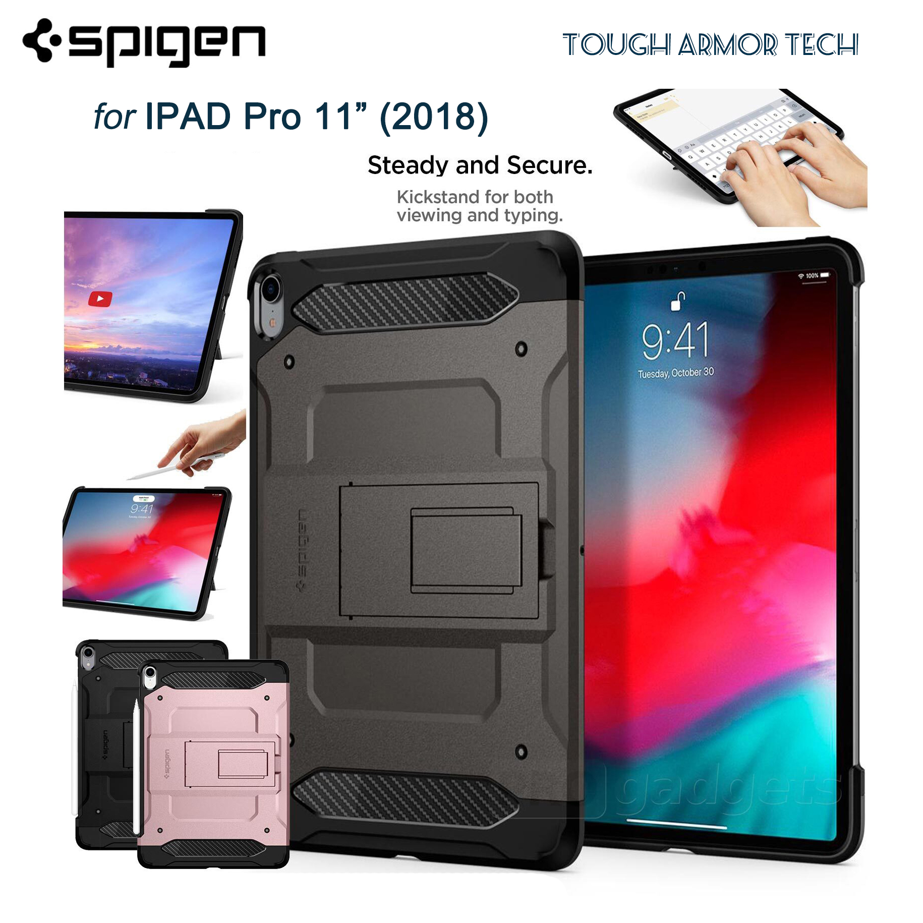 Ốp cho iPad Pro 11" 2018 Tough Armor TECH - Chính hãng Spigen