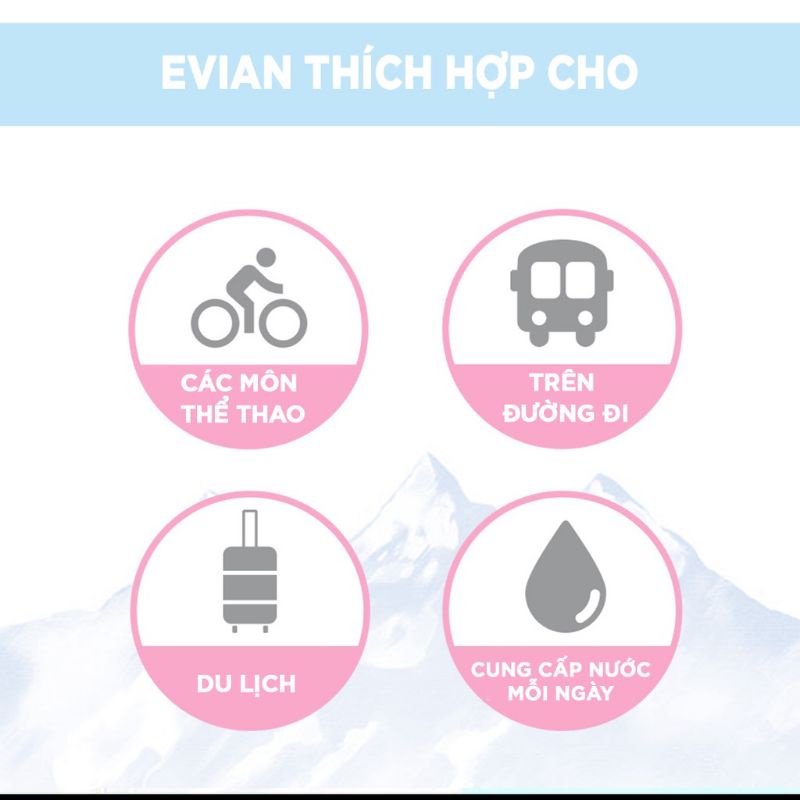 Thùng 12 chai nước khoáng Pháp Evian 1,5 lít.