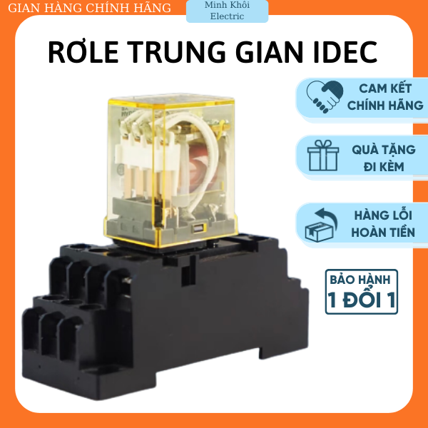 rơ le trung gian IDEC 220V, 24VDC,12VDC kèm đế