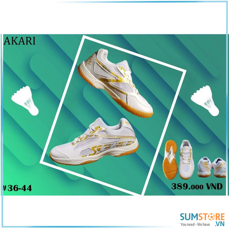 Giày cầu lông akari trắng - giày thể thao nam nữ