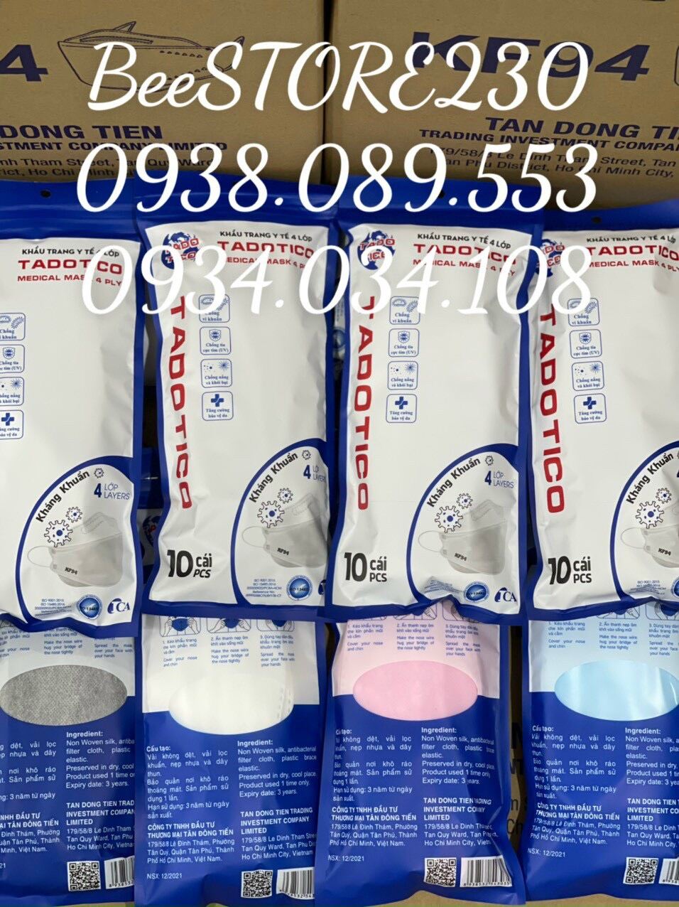SET 100 CÁI KHẨU TRANG Hiệu HOÀNG DŨNG MASK KF94 CHÍNH HÃNG form to dày dặn