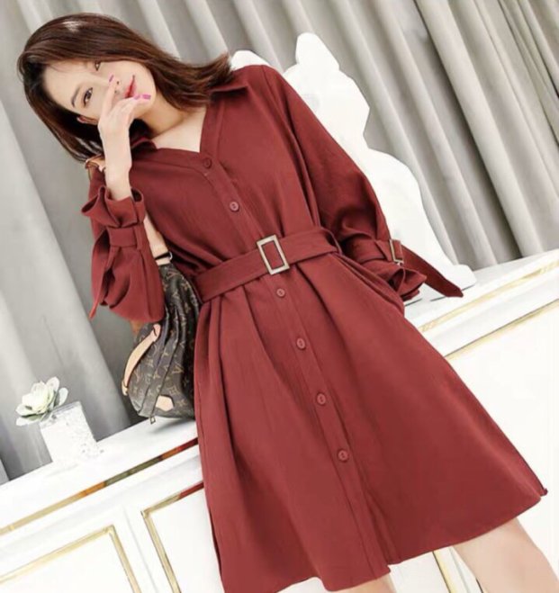 [HCM]Đầm cam đất tay lỡ kèo đai (kèm hình thật nhà Bo)