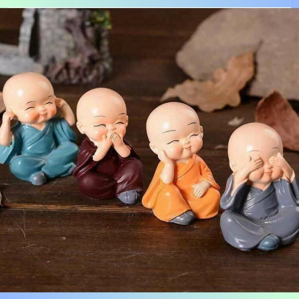 [HCM]Bộ tượng phật 4 Chú Tiểu   4 KHÔNG  Nhật Bản Tmark