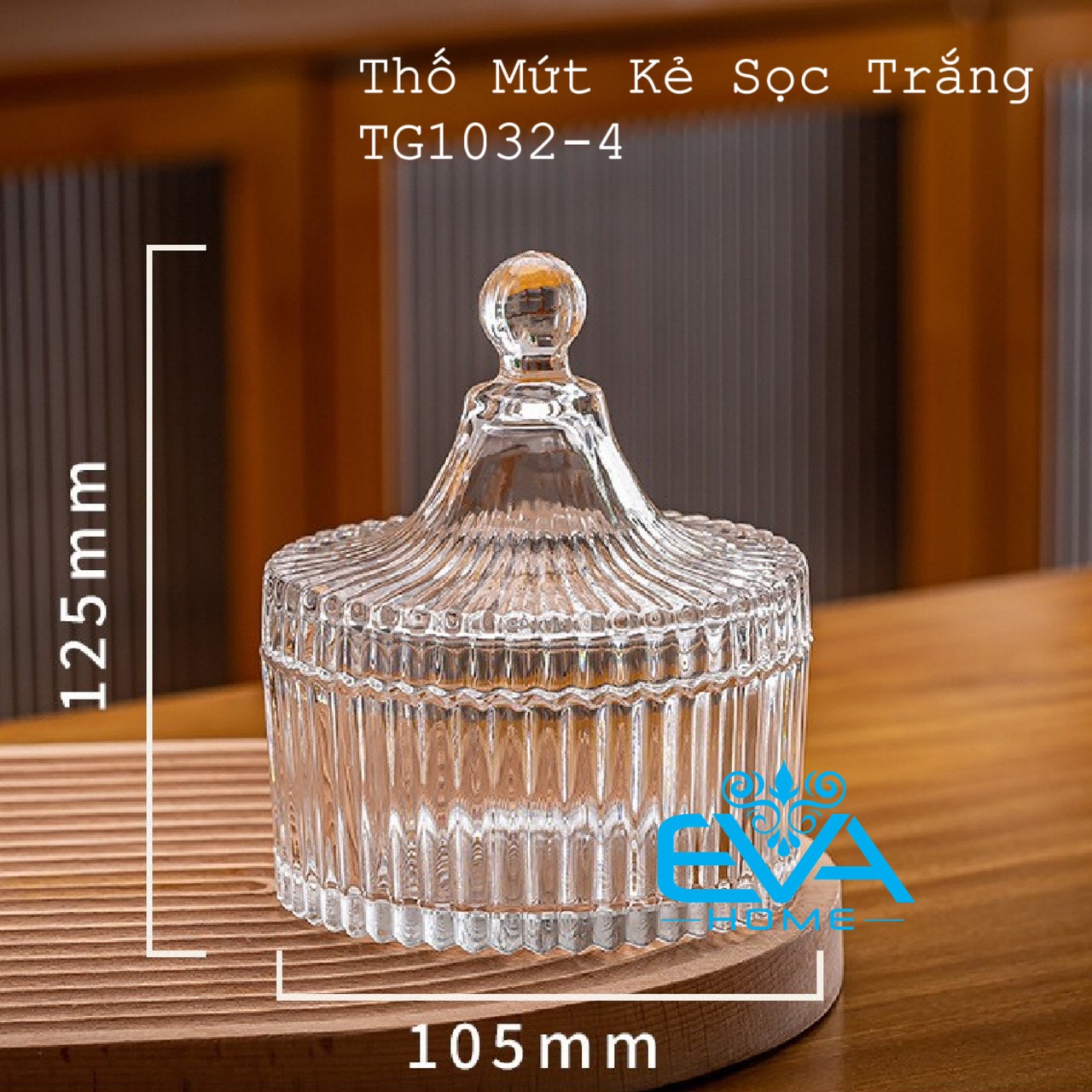 Combo 4 thố mứt tết thủy tinh / thố sọc bầu rainbow shape jar deli 20265-5 cao cấp sang trọng