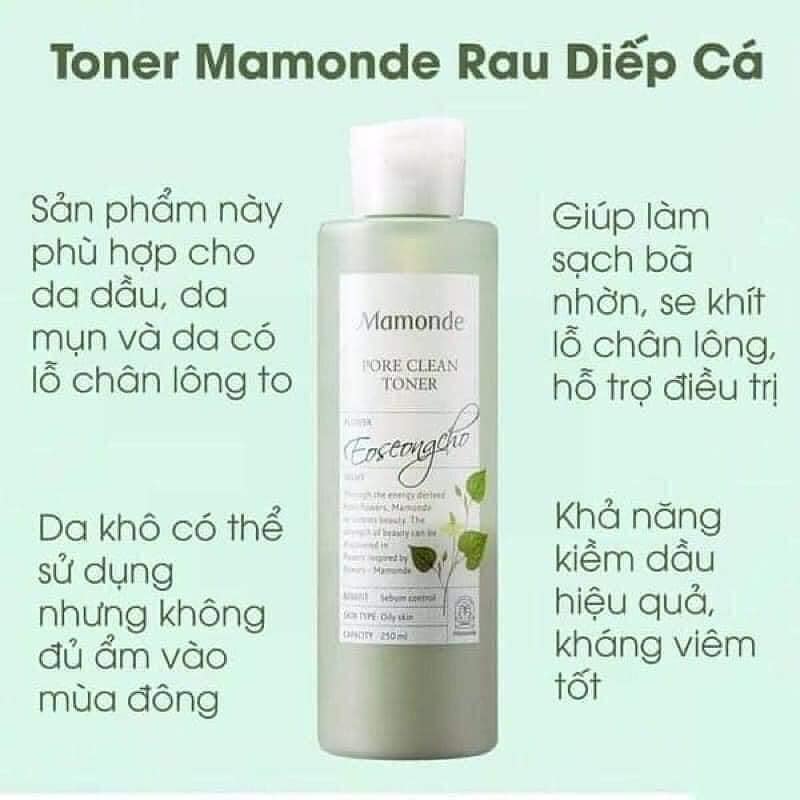 Nước hoa hồng Toner  Mamonde DIẾP CÁ 250ml