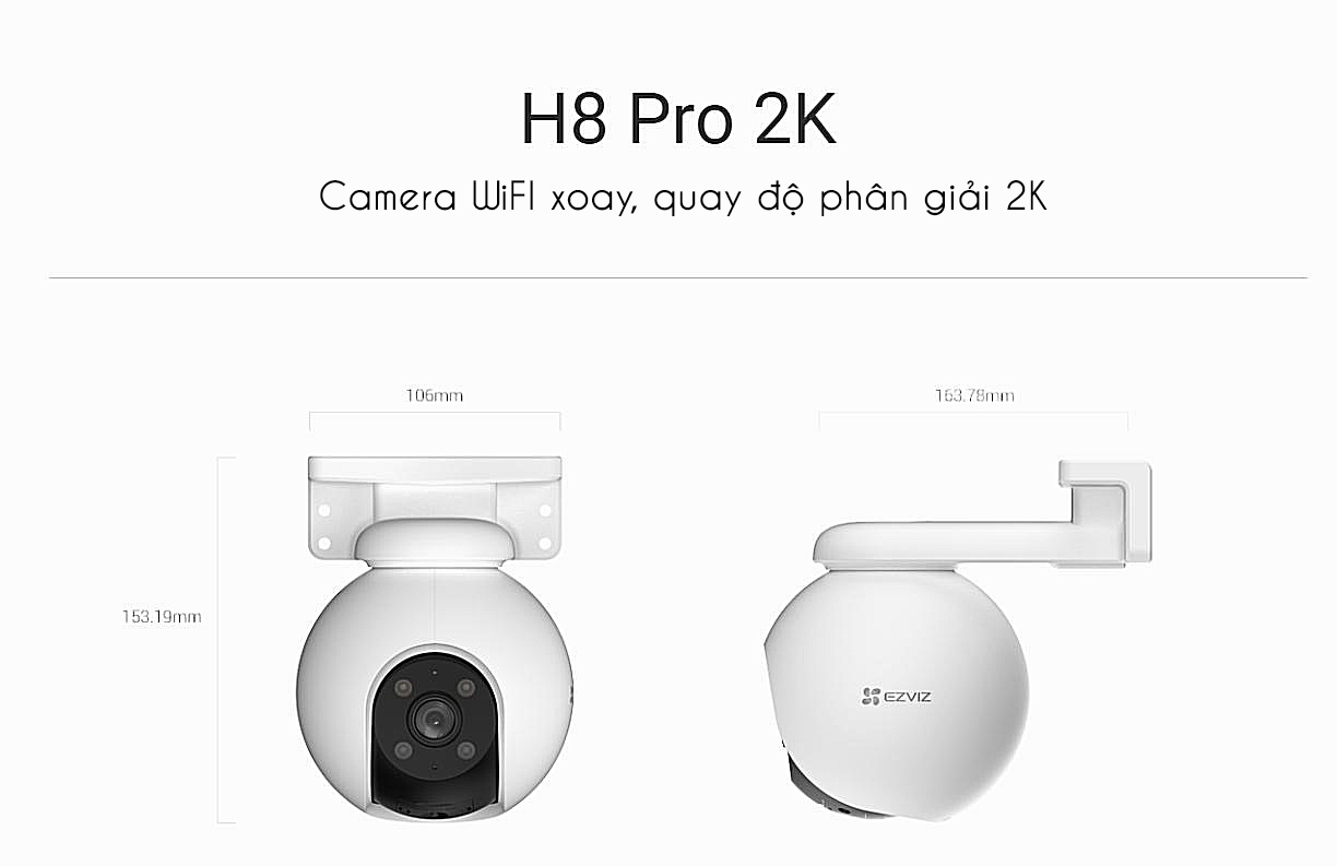 Camera WiFi EZVIZ H8 2K - Độ Phân Giải 3MP, H8 PRO 2K 3MP Bao Phủ Toàn Cảnh 360 Độ, Phát Hiện Con Người, Đàm Thoại 2 Chiều - DIGI SmartHome