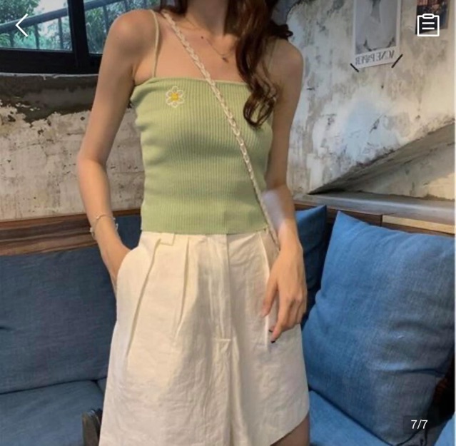 [ẢNH THẬT + VIDEO] Áo Hai Dây Len Tăm Hoa Cúc Thêu Đủ Màu