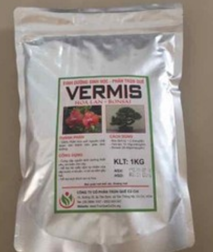 Phân trùn quế dạng viên tan chậm Vermis dùng cho hoa lan- cây bonsai túi 1kg