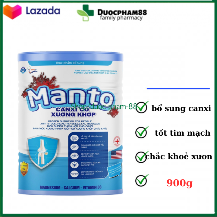 Sữa manto canxi cơ xương khớp giúp xương chắc khỏe, ngừa nguy cơ loãng xương hộp 900g
