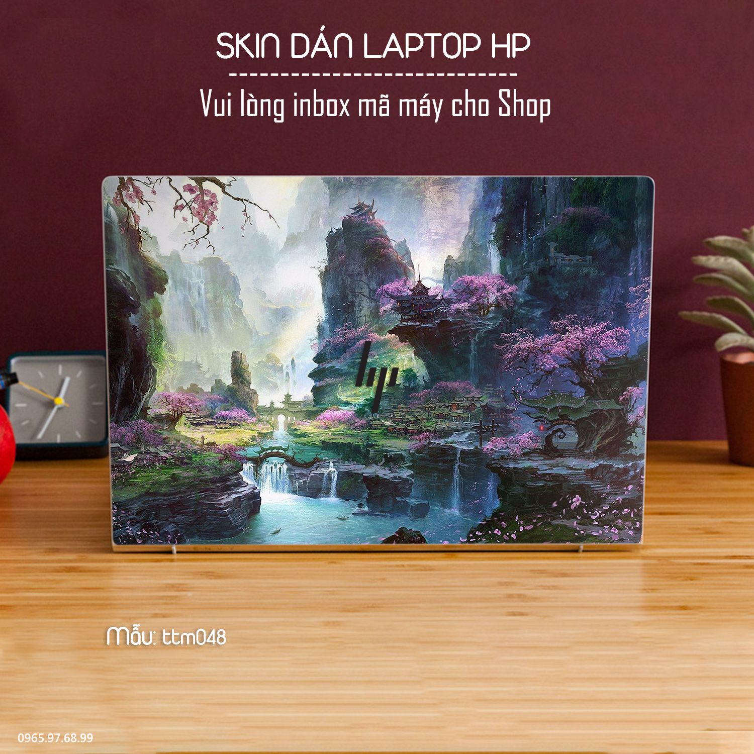 Decal Skin dán Laptop HP mẫu Tranh thủy mặc (inbox mã máy cho shop)