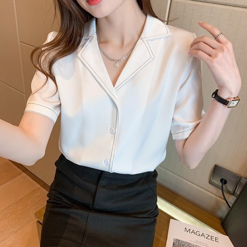 Áo sơ mi nữ ngắn tay công sở cổ vest Mã A446 Thời trang ARIC-MEN LUXURY SHOP Phong cách sơ mi nữ Hàn Quốc nhẹ nhàng tinh tế thích hợp cho các quý cô Chất vải áo mềm mịn thoáng mát thích hợp cho cả 4 mùa