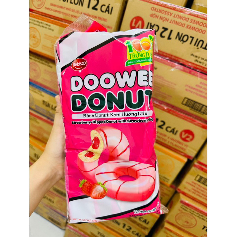 Bánh Donut Doowee Kem Mix Vị 12 cái*360gram