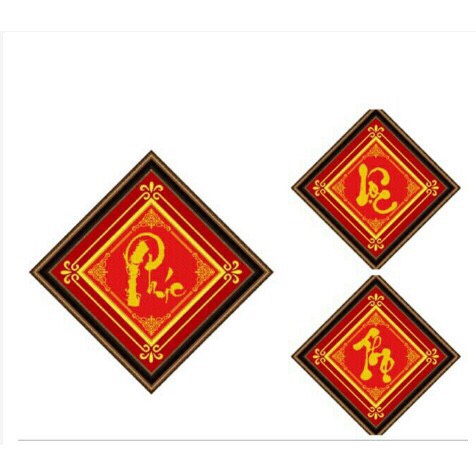 Tranh Thêu Chữ Thập PHÚC LỘC THỌ (222509)(510)(511)36×36cm×3 Chưa Thêu