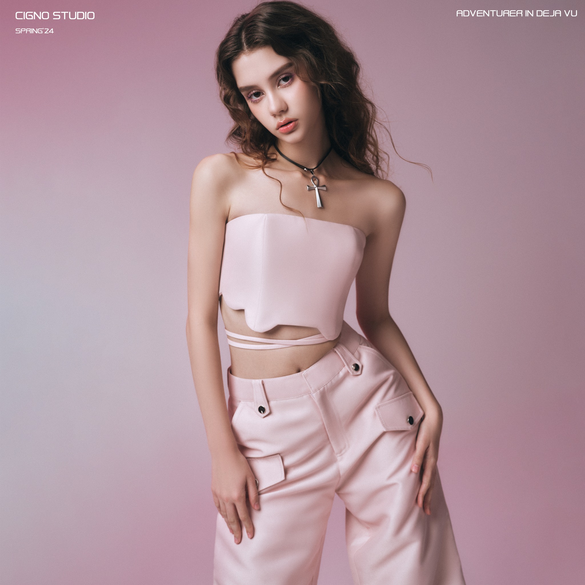 CIGNO - Áo cúp ngực và quần dài PINKIE SET