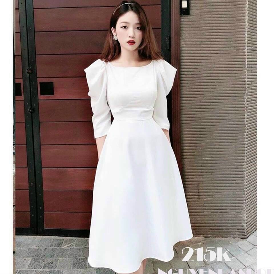 [HCM]Đầm Dạ Hội Tay Nhún Phồng