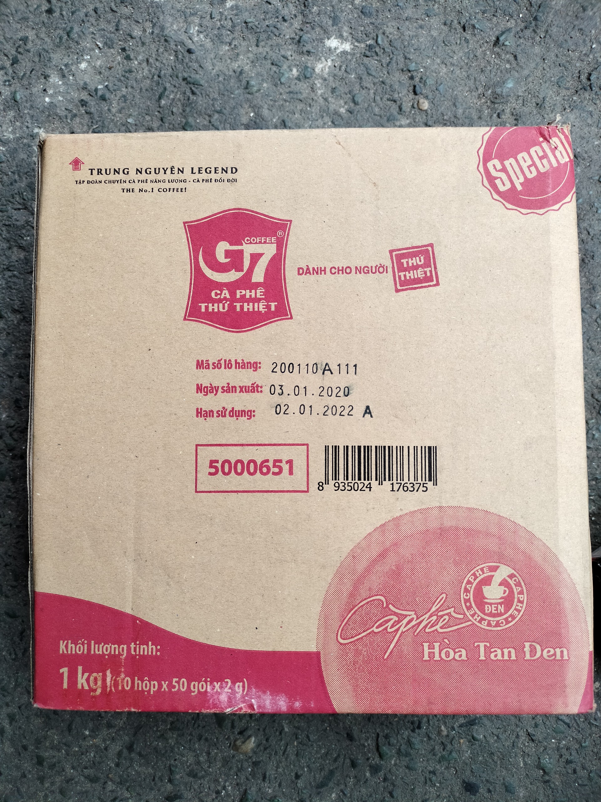 Cà phê G7 hòa tan đen - Hộp 50 gói 2gr
