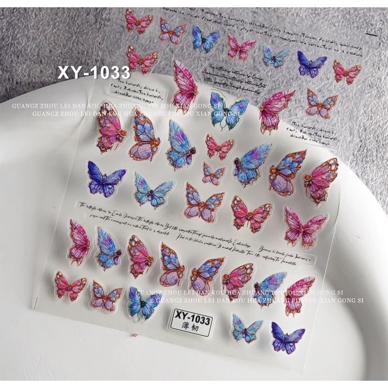 Sticker lụa 3d bướm sắc nét | hình dán móng tay xy-1027 1033