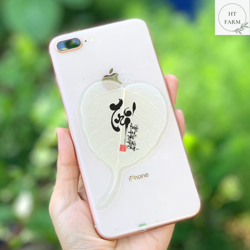 Lá Bồ Đề thư pháp - chữ Trí (Cầu Bình An – Tài Lộc – May mắn, Ốp điện thoại, Hàng loại 1)