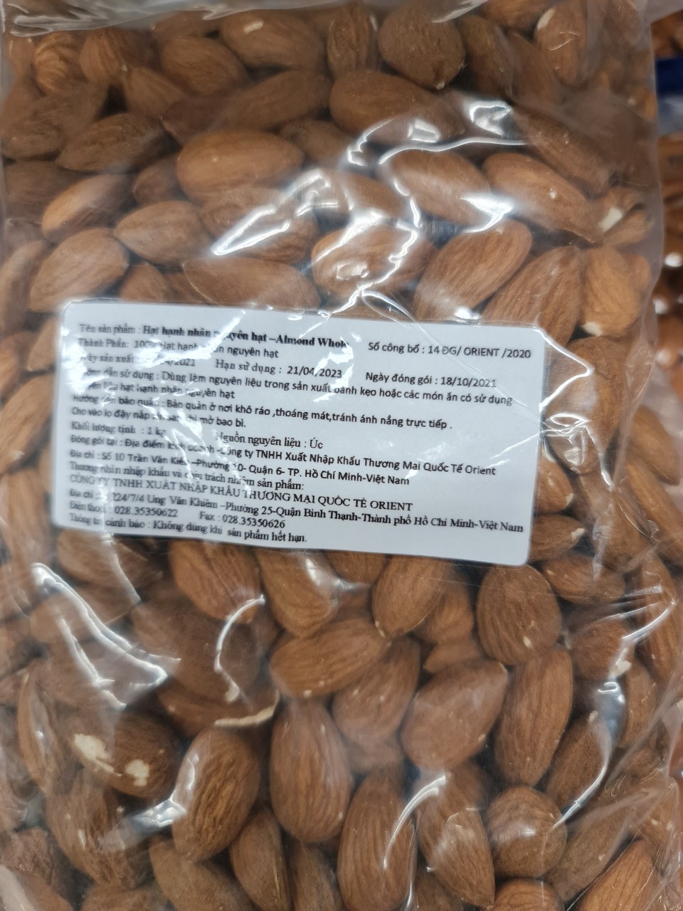 Hạnh nhân hạt orient almond whole with skin